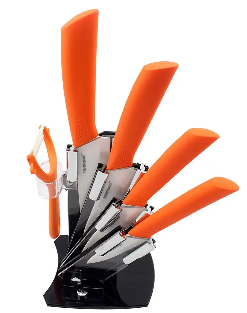 Findking Professional Ceramic Knife Sets 3''4''5''6' Inch Peeler Với Acrylic Chủ Chất Lượng Cao Gốm Knife Set