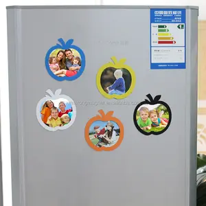 Elma şekli resim çerçeveleri buzdolabı mıknatısları buzdolabı dekor esnek renkli manyetik fotoğraf çerçevesi