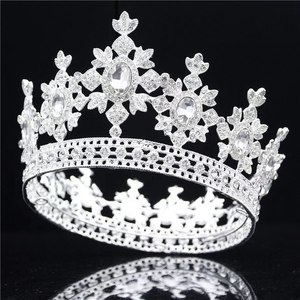 Plata Europa barroco Real Corona redonda completa Vintage Metal Tiara oro ganador desfile reina <span class=keywords><strong>coronas</strong></span> - Product Image 5