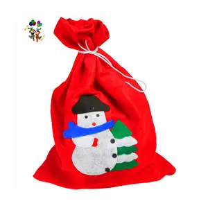 Large Felt Red Color Xmas Drawstring Santa Sack Christmas Gift Bags HPC-1055