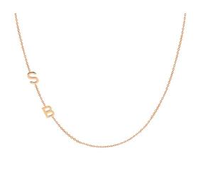 Stainless Steel Minimalistic Jewelry Personalized Bridesmaid Gifts Gold <strong>Sideways</strong> Asymmetrical <strong>Initial</strong> <strong>Necklace</strong> - Product Image 3