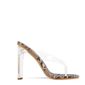 2019 Snake <strong>clear</strong> Flop Flip <strong>Mules</strong> square <strong>clear</strong> High <strong>Heel</strong> Women slippers for Ladies - Product Image 1