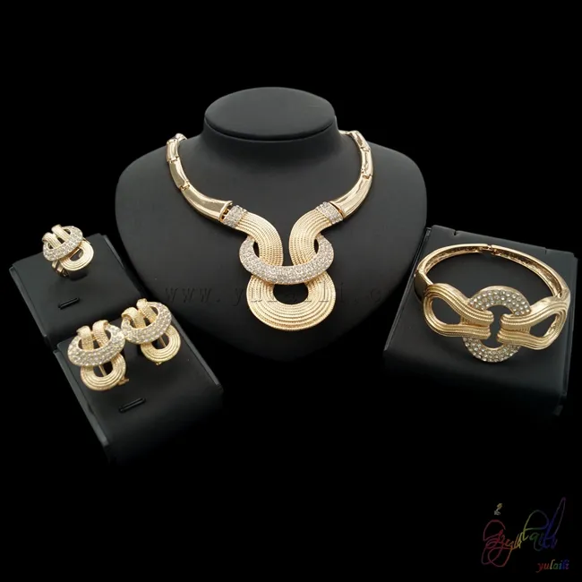 Artificial kundan de conjuntos de joyería y bisutería diamantes de imitación conjunto de joyas de oro de 18 quilates conjuntos de joyas