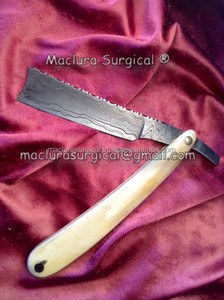 Maquinilla de afeitar de Damasco antigua hecha a mano para barberos hecha de hueso de camello con hoja de acero inoxidable - Product Image 2
