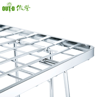 Table de camping de voyage, en acier pratique, avec support de rangement chromé, pliable, à domicile