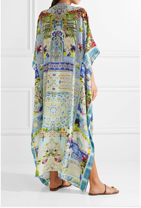 2017 Nueva moda floral <span class=keywords><strong>vestidos</strong></span> de gran tamaño de flores blancas y anaranjadas <span class=keywords><strong>vestidos</strong></span> maxis - Product Image 2