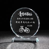 Trophée en cristal personnalisé de haute qualité, base transparente, prix de gros abordable, souvenirs, trophées, médailles, plaques
