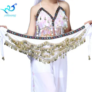 Wholesale Top Quality Gold Coins Egyptian Belly Dance Hip Scarf Performance Wear Mini Skirt For Indian Performance Belt Velvet