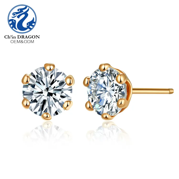 أحدث الذهب الخالص بسيطة حلق من الماس مسمار تصاميم للنساء