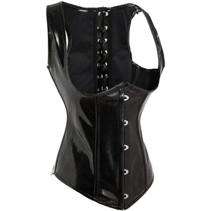 Nero Lucido PVC Cuoio Underbust del Corsetto Della Maglia Disossamento dimagrante <span class=keywords><strong>xxl</strong></span> sexy corsetto di cuoio - Product Image 2
