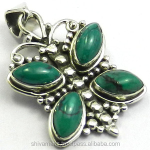 Colgante de piedras preciosas turquesa verde plata esterlina 925 diseño natural colgantes y dijes de joyería fina hermosa - Product Image 2