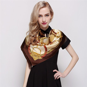 Wholesale <strong>Chinese</strong> Custom Unique Design Digital Print Square Satin <strong>Silk</strong> <strong>Scarf</strong> RM066