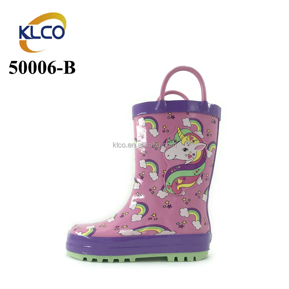Hot sale waterproof pvc water shoes high quality shoes pink unicorn girl's rain boots