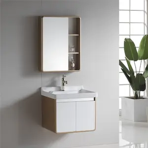 Nuevo gabinete de baño pequeño brillante blanco de 600mm con lavabo