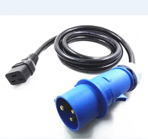 Kualitas Tinggi 2M Biru IEC 60309 316P6 Ke IEC 60320 C19 Konektor untuk UPS/PDU Kabel Ekstensi Daya, H05VV-F3G 16a/250V