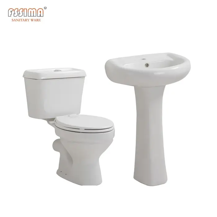 Горячая Распродажа, Африканский дешевый керамический набор для уборки туалета из двух частей с раковиной