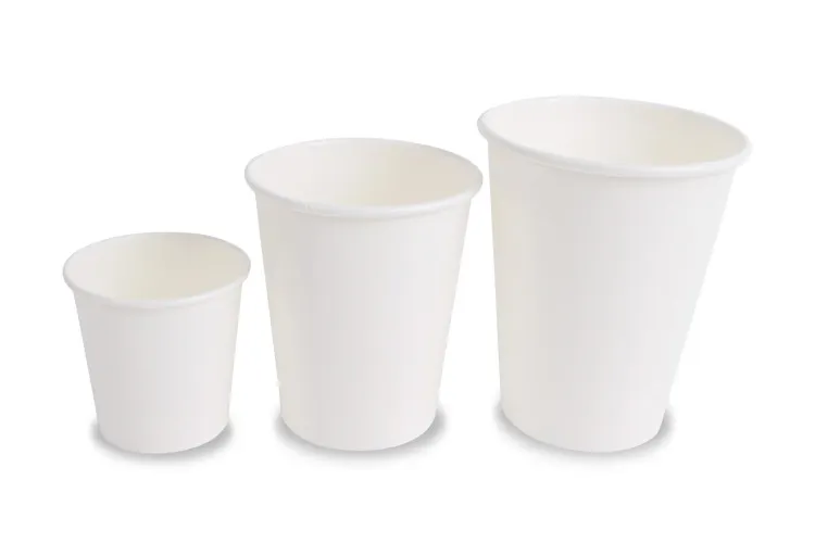 Tazas de papel blanco liso, taza de café de papel para taza caliente biodegradable
