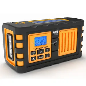 Dinamo Surya Digital Esensial Kit Darurat, AM/FM/Semua Peringatan Publik Bersertifikat Radio Cuaca NOAA dengan Senter LED