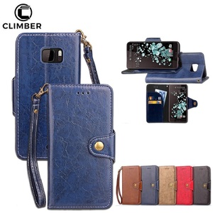 Cao cấp Đóng Cửa Từ Retro Vintage Leather TPU Folio Lật Lại Bìa đối với <span class=keywords><strong>HTC</strong></span> D10 Pro Bolt U Siêu <span class=keywords><strong>U11</strong></span> <span class=keywords><strong>Wallet</strong></span> Đứng Trường Hợp - Product Image 1