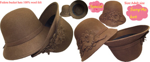 large Velvet super floral <strong>bucket</strong> <strong>hat</strong> for women wholesale <strong>felt</strong> cheap <strong>hats</strong> for fashion style - Product Image 6