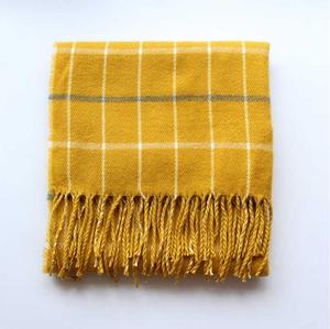<span class=keywords><strong>Écharpe</strong></span> en cachemire jaune à carreaux avec franges, <span class=keywords><strong>prix</strong></span> de gros ZP - Product Image 1