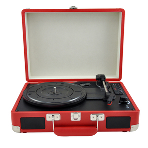 Gramophone portable à disque vinyle en bois et cuir PU OEM, 3 vitesses, lecteur de disque vinyle rétro créatif sans fil <span class=keywords><strong>Bluetooth</strong></span> - Product Image 2