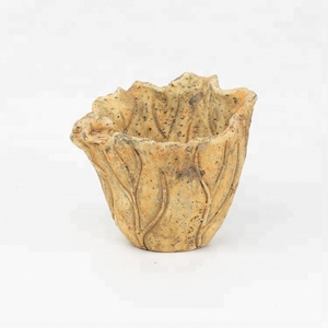 Décoration de jardin en ciment en forme de feuille de lotus de tailles multiples Pot de fleur Décoration intérieure et extérieure Jardinière en béton - Product Image 5