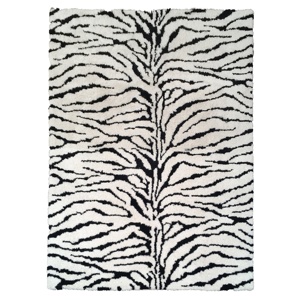 <span class=keywords><strong>Tapis</strong></span> zèbre à poils longs noir et blanc en promotion - Product Image 3