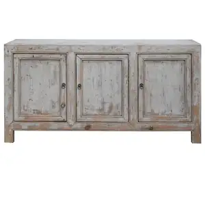 中国古董回收木材仿古家具破旧别致白色洗涤餐具柜