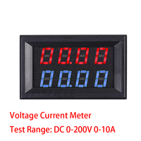 Voltímetro Digital de 4 Bits, Amperímetro de CC 200V 10A, Pantalla Dual LED Roja y Azul, Medidor de Voltaje y Amperaje, Monitor de Corriente para Automóvil de 12v 24v