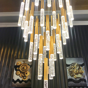 Lampu JC Tangga Kristal Emas, Lampu Gantung Kristal, Lampu Banister Kontemporer, Liontin Tinggi Dapat Disesuaikan dengan Gelembung Di Dalam - Product Image 6