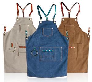 Tạp Dề Vải Bò Màu Xanh Đậm Barista Tiệm Cắt Tóc Tạp Dề Nhà Hàng Phòng Thu Nghệ Thuật Quần Yếm Tạp Dề Tùy Chỉnh - Product Image 1