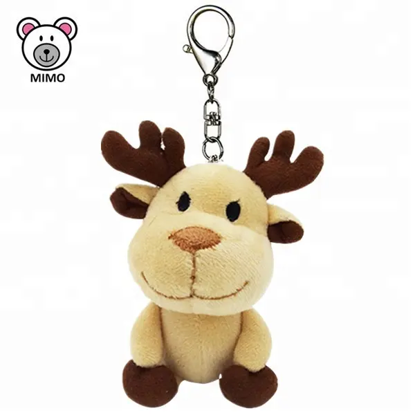 Thời trang Món Quà Giáng Sinh Đồ Chơi Sang Trọng Nai Sừng Tấm Tuần Lộc Keychain Cho Túi Bán Buôn Mini Giá Rẻ Nhồi Bông Hươu Mềm Đồ Chơi Sang Trọng Moose Keychain