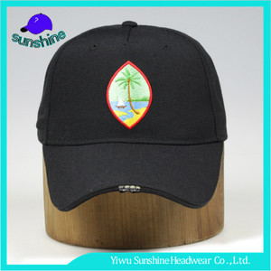 Eco árbol Natural 100% Algodón bordado gorra de béisbol negro con hebilla de plástico - Product Image 1