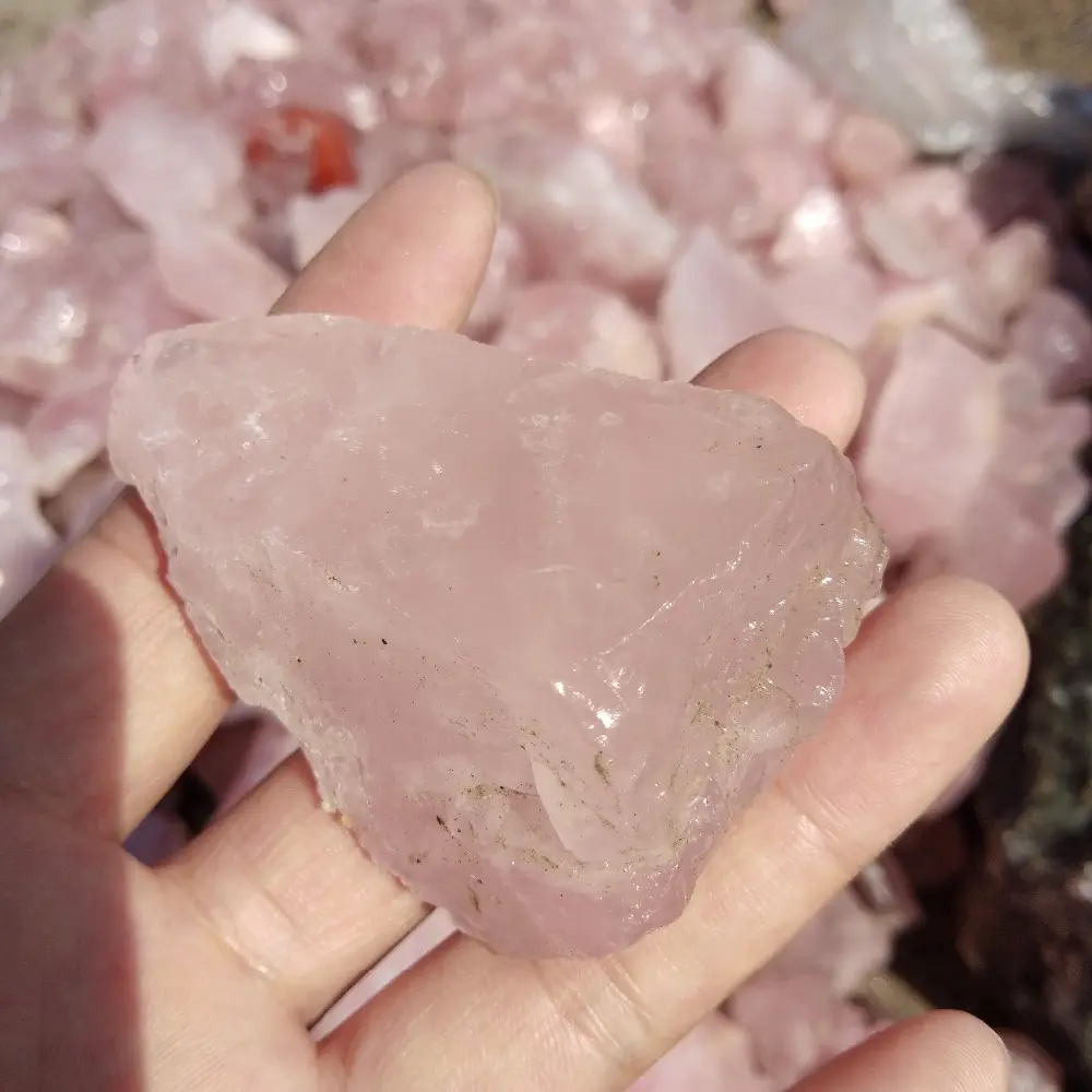 Batu Alam Kuarsa Mawar Mentah Kristal Batu Kasar Grosir
