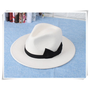 Sombrero de Panamá <span class=keywords><strong>blanco</strong></span> de fieltro de lana de Michael Jackson MJ, gorra de estilo de personaje Fedora para negocios o al aire libre, sombrero de traje de lana blanca - Product Image 3