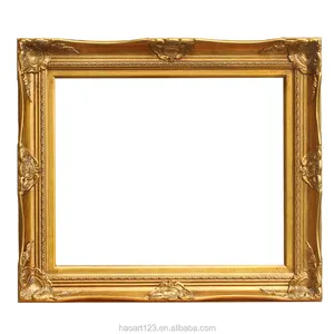 Estilo europeo de lujo real de madera talla ornamento de oro barroco marco para pintura de aceite