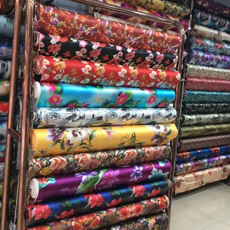 Wholesale Customer digital Printed Silk Stretch Satin Fabric In Stock Silk Fabric