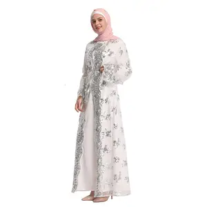 Sequines 2019 Ultimi Disegni di Abbigliamento Beige di Modo Islamico Vestiti di Usura Per Le Donne Musulmane Palestinese Thobe
