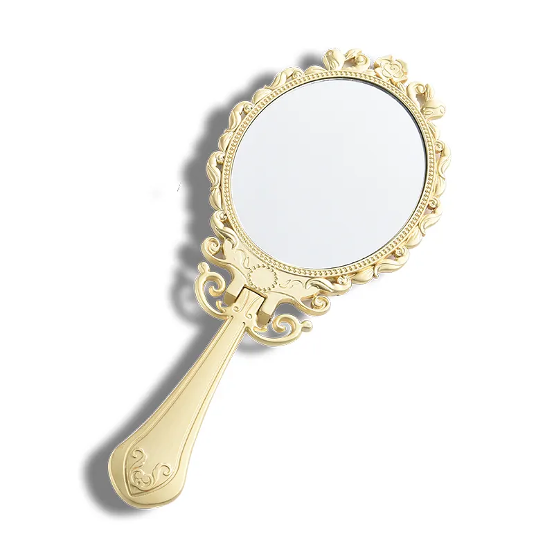 Китайское винтажное складное ручное роскошное зеркало с серебряным и золотым покрытием
