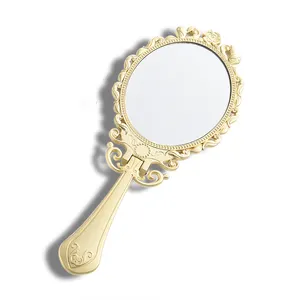 Trung quốc cổ điển Vanity có thể gập lại tùy chỉnh cầm tay sang trọng gương với bạc & vàng mạ màu