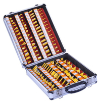 Kit de caja de aluminio de 100 vástagos, caja de enrutador de ranura en V recta, flauta de chaflán, brocas de fresado de madera, 1/4 Uds.