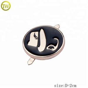 Decorative Wallet/Cap/Bags Metal Round Tag Custom Metal Name Label <strong>Plate</strong> With Black <strong>Enamel</strong> - Product Image 2