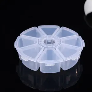 批发大型 8 格组织者箱箱透明塑料首饰工艺工具储物盒圆形塑料盒
