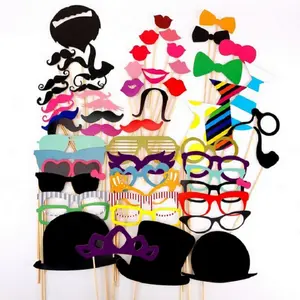 58pcs/Set Funny Birthday Party Wedding Props Mask Mustache Photo Booth Stick Photography Party Event Supplies