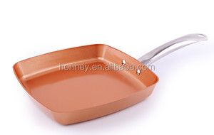 24x24cm quadratische Kupferkeramik-Antihaft-Antihaft-Grill pfanne mit Induktion boden - Product Image 6
