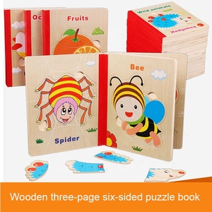 <span class=keywords><strong>Montessori</strong></span> 3d puzzle enfant cartoon book six pages of story Puzzle toy wooden intelligence on custom - Product Image 6