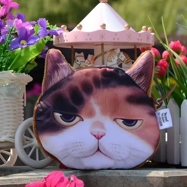 New listing Children Cute Cats Face Zipper Kids Coin Purse Pouch Women Mini Bag