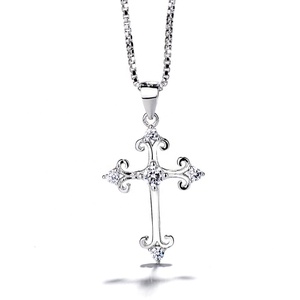 La religión <span class=keywords><strong>de</strong></span> Plata <span class=keywords><strong>de</strong></span> <span class=keywords><strong>Ley</strong></span> 925 <span class=keywords><strong>de</strong></span> joyería <span class=keywords><strong>de</strong></span> Zirconia Colgante Cruz collar - Product Image 1