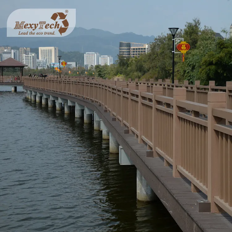 Fácilmente montado impermeable wpc al aire libre parque balaustrada puente compuesto de plástico de madera barandilla